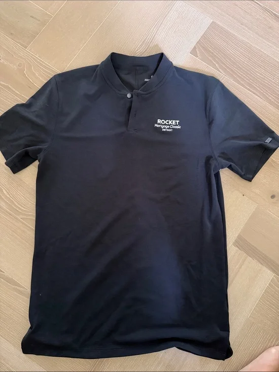 Nike Tiger Woods Black Polo with Detroit Golf Club and Rocket Classic Logo