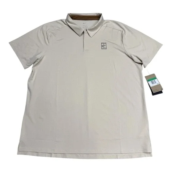 Nike Court Shirt Mens XL Tan Beige Dri-Fit Advantage Tennis Polo FZ6909-126
