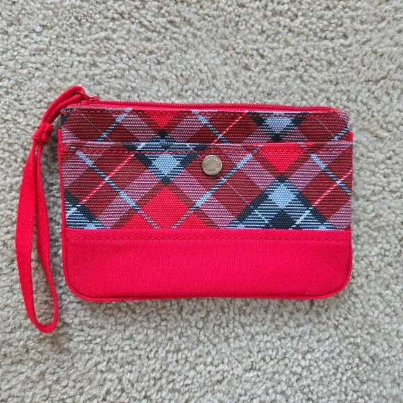 Lands' End NEW Canvas Plaid Wristlet Clutch