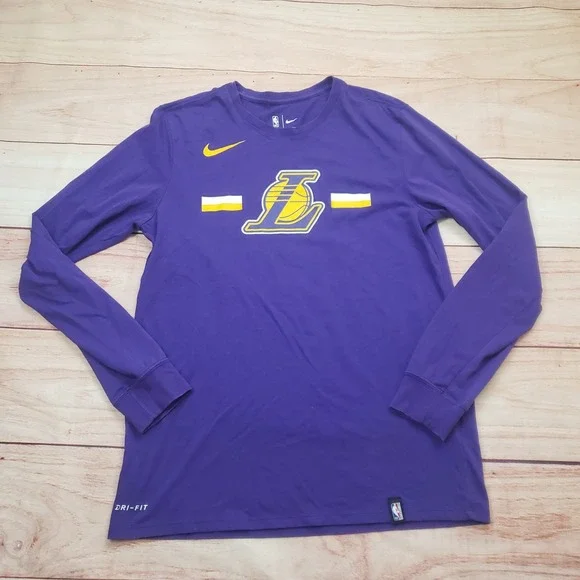 Nike Los Angeles Lakers Shirt Mens Medium Purple Long Sleeve NBA‎ Basketball