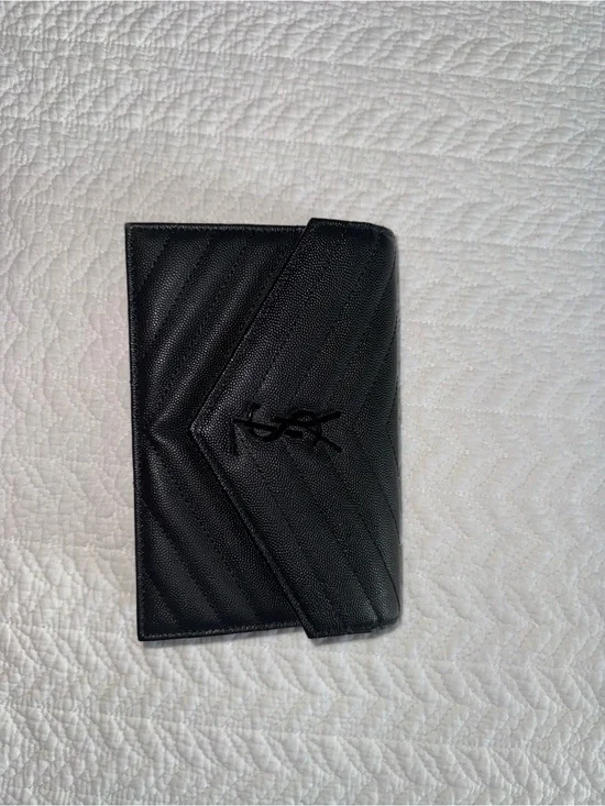 Saint Laurent Black Chevron Quilted Envelope Wallet