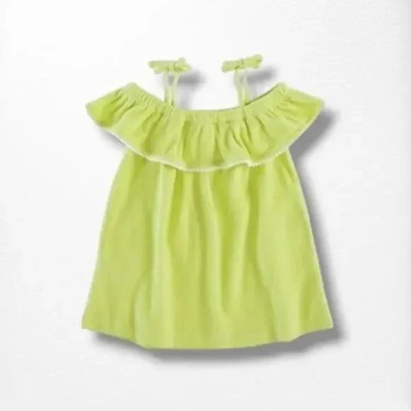 NWT Kate Quinn Organic Terry Off-Shoulder Ruffle Tunic, 18-24 Months