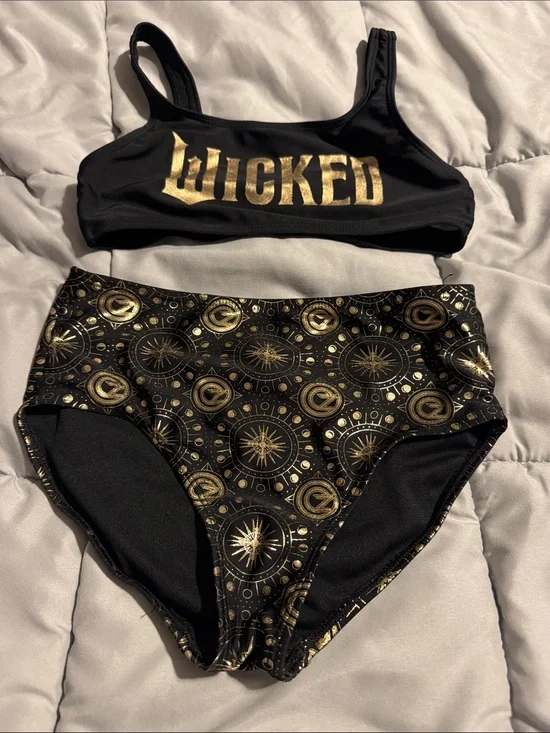 Wicked Black & Gold High-Waist Bikini Set - Kid’s Swim