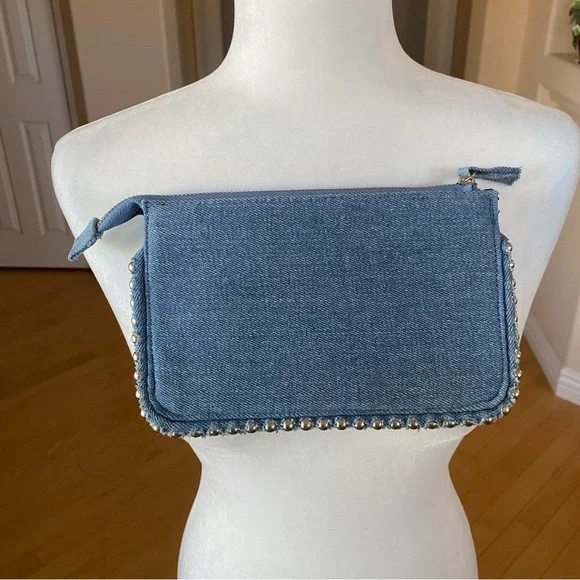 Forever 21 Denim Clutch with Silver Studded Accents