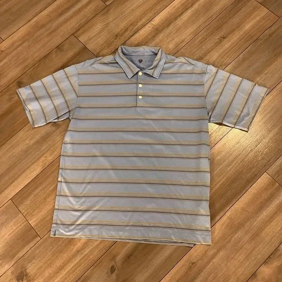 Nike Golf Blue Stripe Athletic Polo Men Large Bin‎ P-11