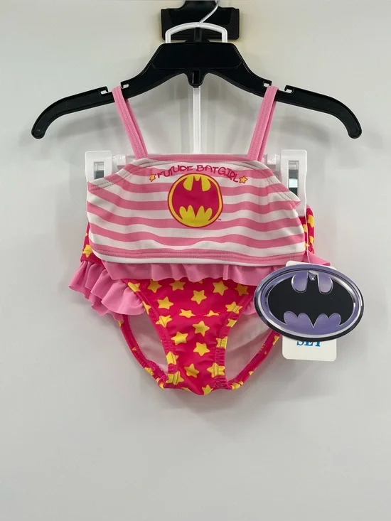 NEW Future Batgirl Pink and Yellow Girls' 18 Months Swim Set with Bat Emblem