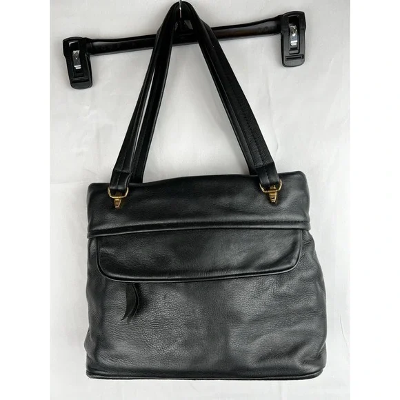 DEER WEAR BRAND Vintage Genuine Deerskin Soft Black Leather Shoulder Purse Bag