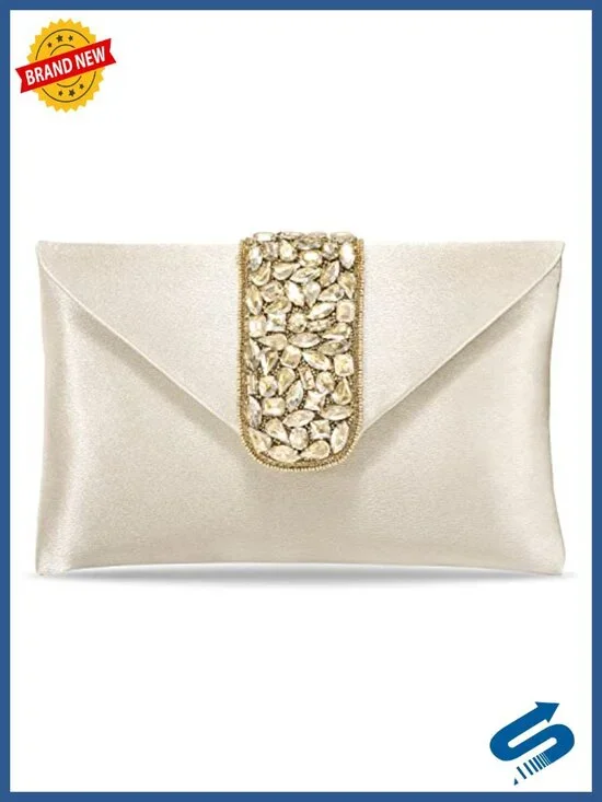Fabric Bridal Clutch Evening Bag with Detachable Strap, Wedding Purse