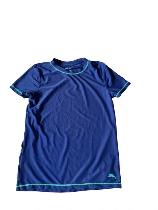 Tommy Bahama Rash Guard Shirt Blue Size XL Youth 14 Kids Short Sleeve Swim Top