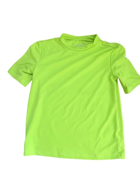 Cat & Jack Boys Neon Lime Green Short Sleeve Rash Guard Swim Shirt -Size S (6/7)
