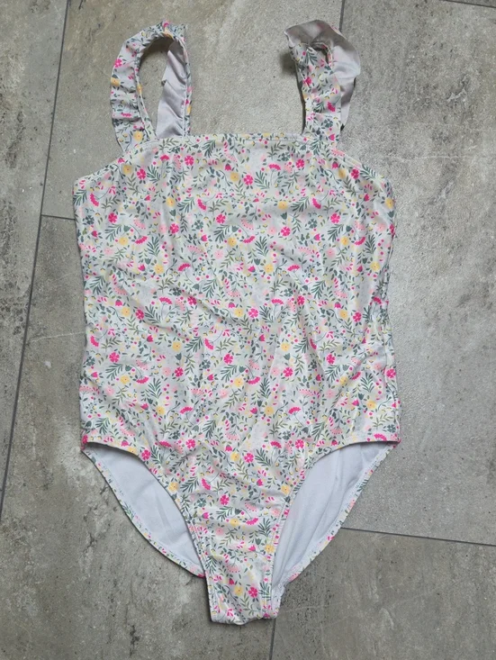 wonder nation White Floral One-Piece Swimsuit with Pink & Yellow Blossoms