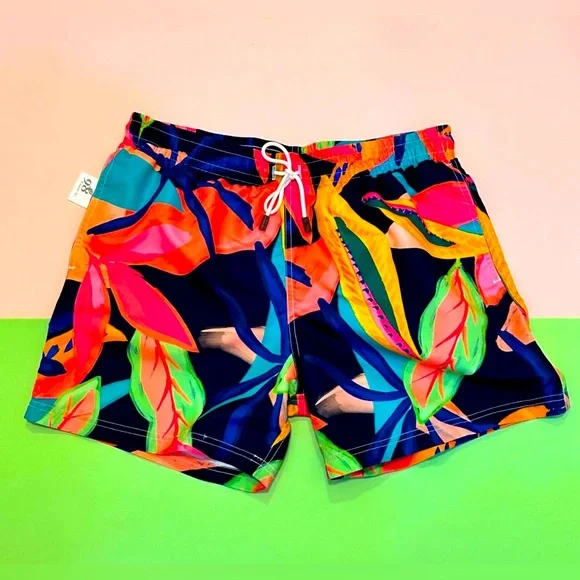 98 Coast Av Acuarela Boys Tropical Swim Trunks Size Small - Quick Dry