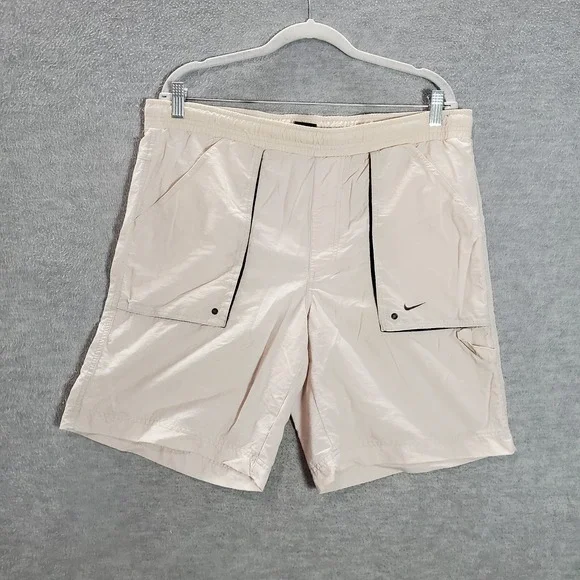 VINTAGE‎ Nike Men Swimwear Small Beige Trunks Ripstop Outdoor Beach Surf Y2K
