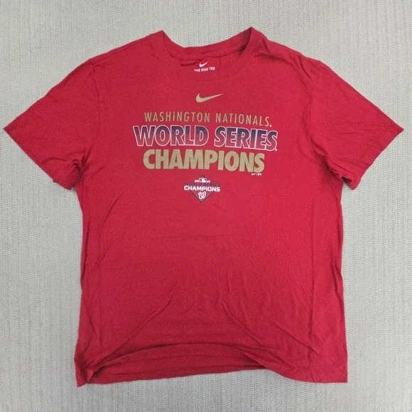Nike Washington Nationals Shirt Mens Large Red MLB World‎ Series Champions