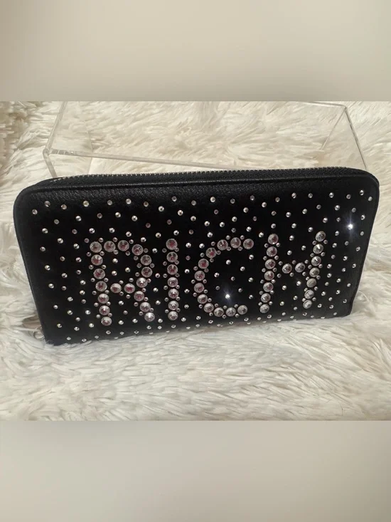 Studded Black Crystal RICH Logo  - Wallet