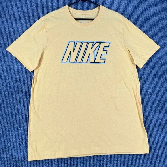 Nike Shirt Mens Large Yellow Short Sleeve Casual Active Lightweight Outdoor