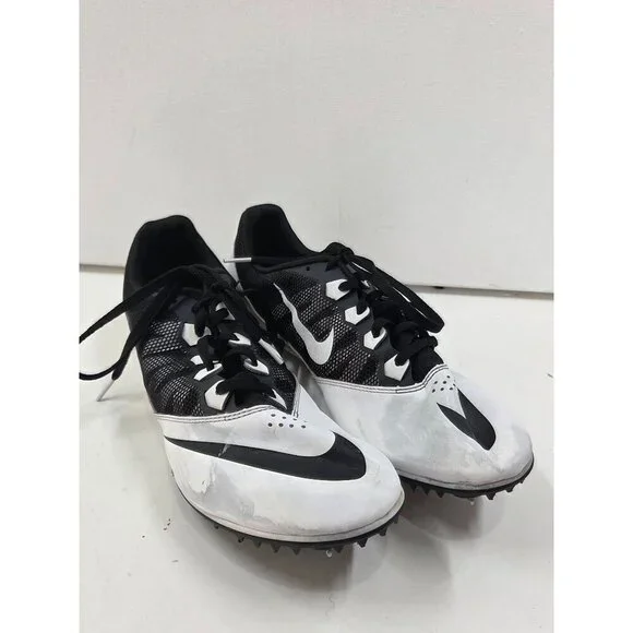 NIKE Rival S MD Racing Sprint 616313-017 Men's Sz 12  White Black Shoes Cleats