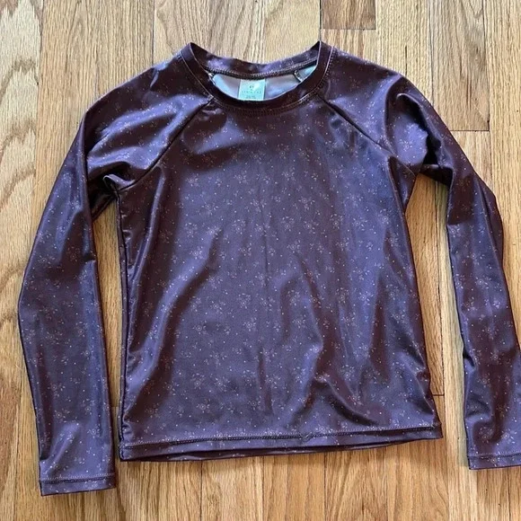 Jamie Kay sz 6 brown floral print rash guard never worn small thread flaw shown