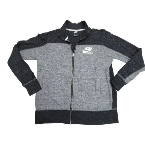 Nike Sportswear Mens L Large Full Zip Sweatshirt Track Jacket Gray Colorblock