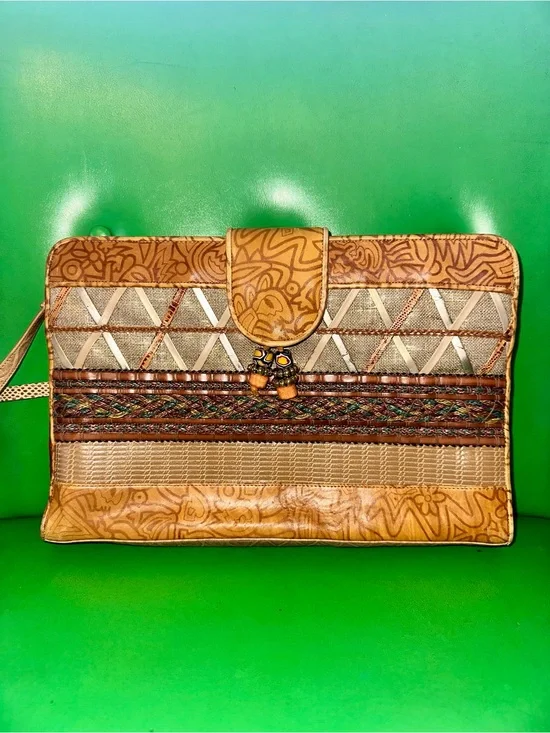 Sharif Vintage Tan & Beige Patterned Bag