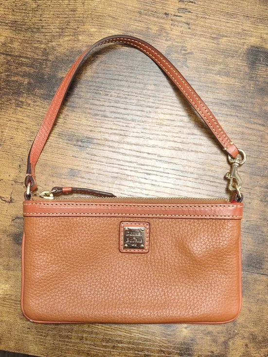 Dooney & Bourke Pebbled Leather Wristlet — Cognac Brown