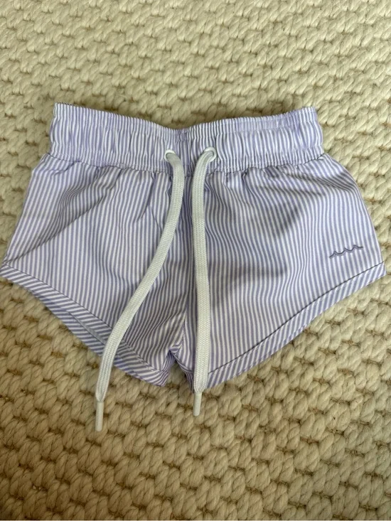 Minnow Kids Lavender Striped Swim Trunks with Drawstring