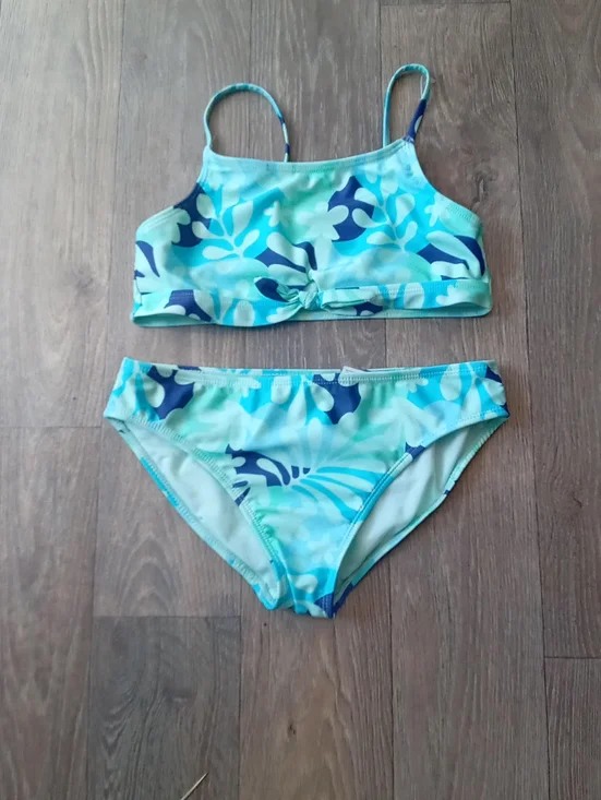 wonder nation Girls Aqua Mint Floral Two-Piece Bikini