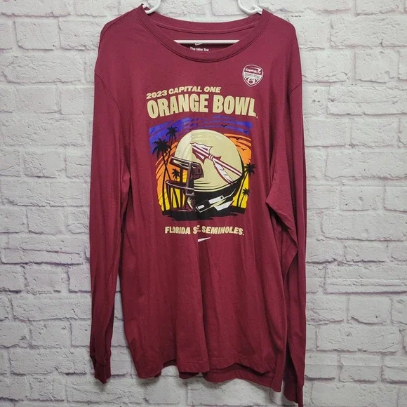 Nike FSU 2023 Capital One Orange Bowl XXL Long Sleeve‎ Tshirt Florida Seminoles