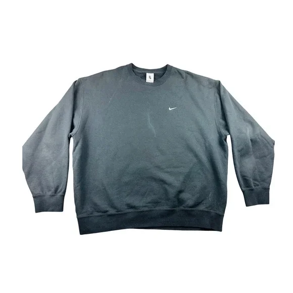 Nike Solo Swoosh Fleece Crew Sweatshirt Men XL Gray Heather Oversized Athleisure