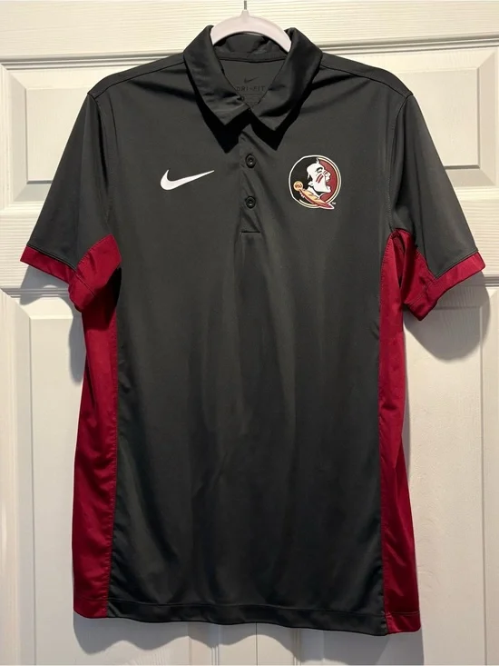 Nike Dri-Fit Florida State University FSU Gray Garnet Polo Football Game Sz M