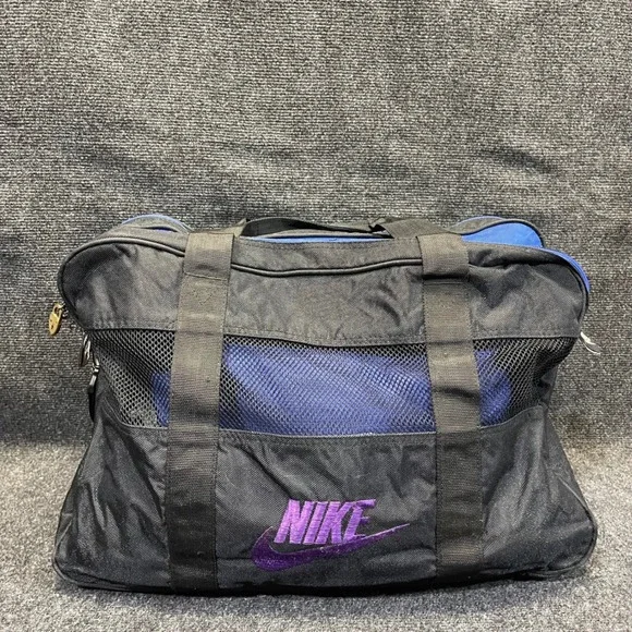 Nike F3-12-03-BTH Black/Blue Vintage Court Tennis Duffel Bag 100% Nylon Gym‎ Bag