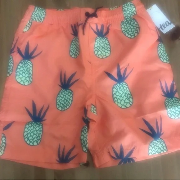Tea Collection Boys Coral Pineapple Swim Shorts NWT Size 10