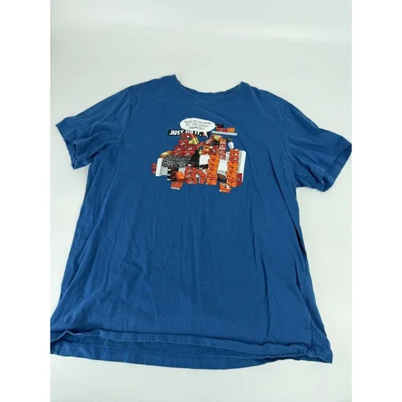 Nike Just Do It To Many Sneakers Graphic Mens XL Blue Cat Shoe Boxes Tee T Shirt