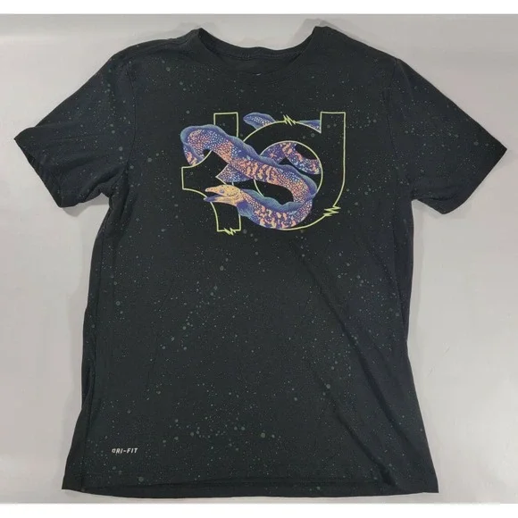 Kevin Durant KD Nike Dri-Fit‎ Black Eel Graphic Tee Shirt - Mens L EUC