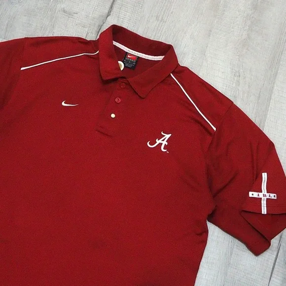 Alabama‎ Crimson Tide Nike Mens Large Thermal Knit Red Polo Shirt Team Apparel