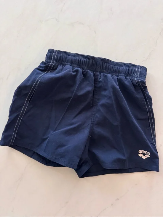 arena boys Swim Shorts Blue Solid kids size 4 Elastic Waist Back Pocket