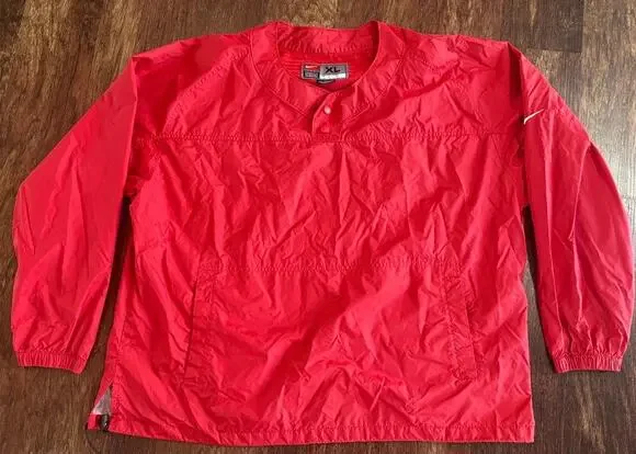 Nike Men's Red Lightweight Pull-Over Activewear Windbreaker Jacket Size XL