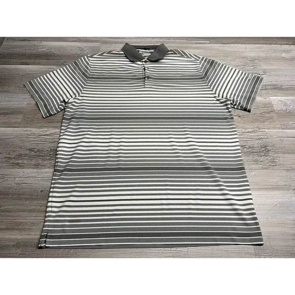 Nike DriFit Golf Polo Shirt XL Tour Performance‎ Gray Stripe Short Sleeve
