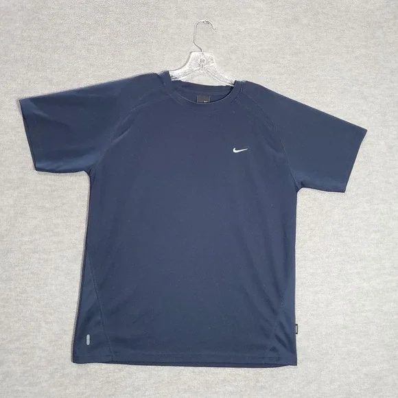 VINTAGE Nike Men Shirt Large Blue‎ Mesh Logo Embroidered Short Sleeve 90s