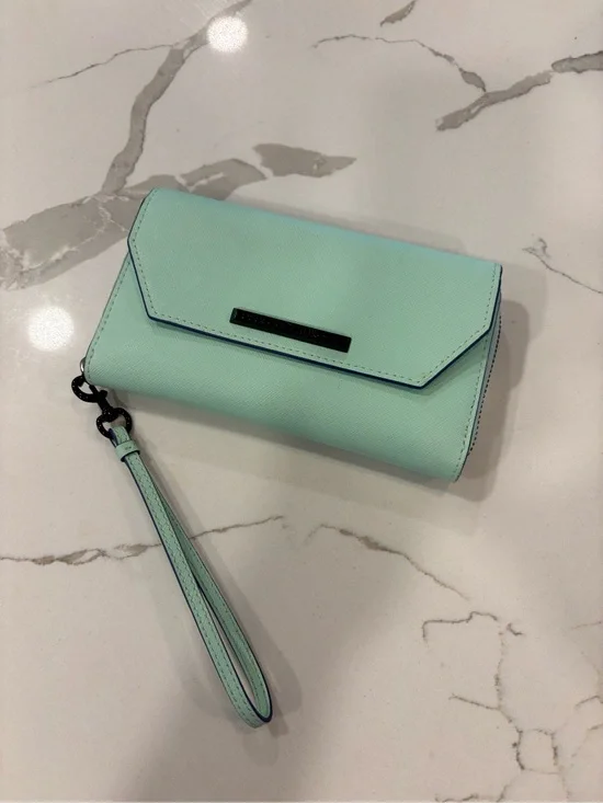 Rebecca Minkoff Mint Saffiano Wristlet Clutch