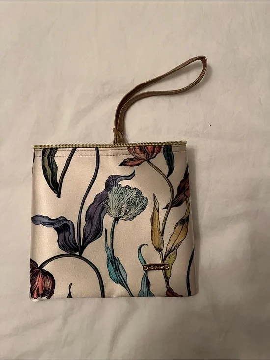 Floral Print Wristlet Clutch - Beige Multicolor