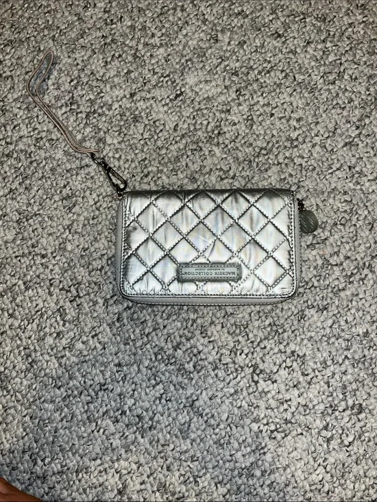 Macbeth Collection by Margaret Josephs Metallic Silver Quilted Wristlet