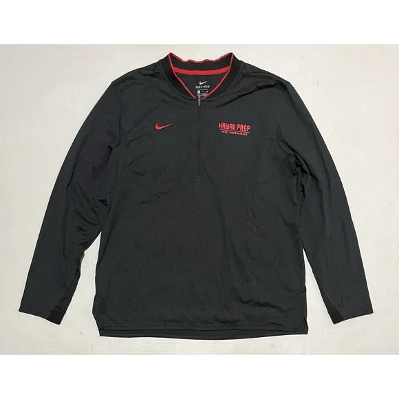 Nike Dri Fit Pullover Mens XL Black Anthracite‎ Half Zip Lightweight Hawaii Prep