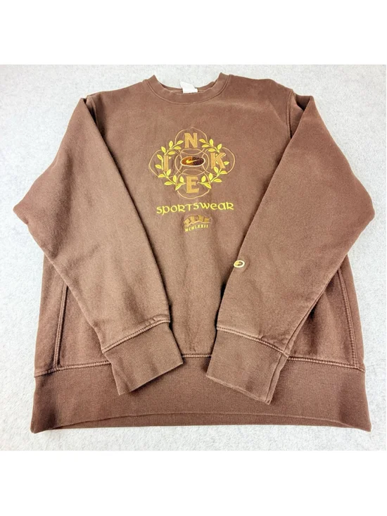NIKE Sportswear Embroidered Crewneck Sweatshirt Men’s M Brown JDI Spellout