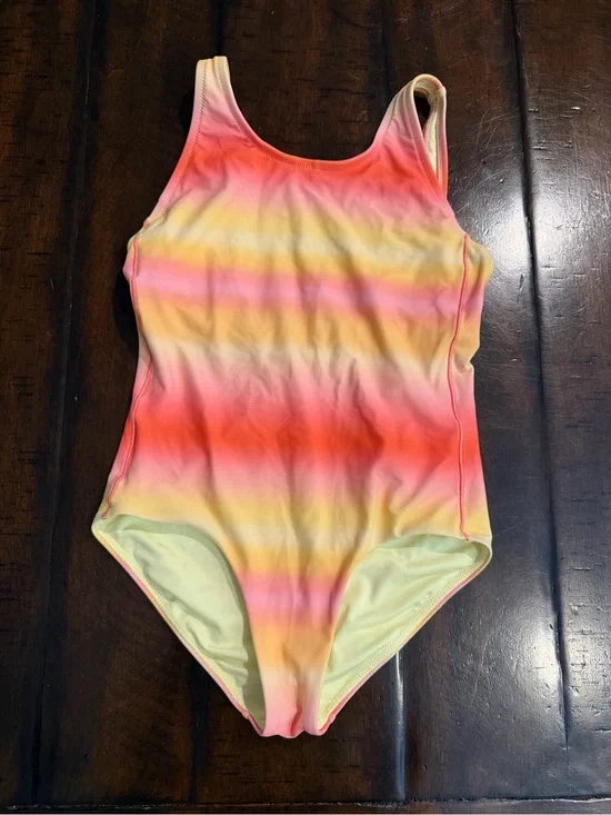 Athleta Girl Cream and Pink One-Piece Swimsuit