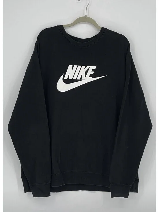 Nike Black Logo Crewneck Sweatshirt XXL Tall Fleece Pullover