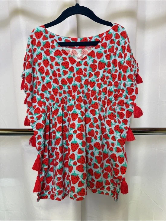 Cat & Jack girls Strawberry Tassel Swim Coverup dress size 4T