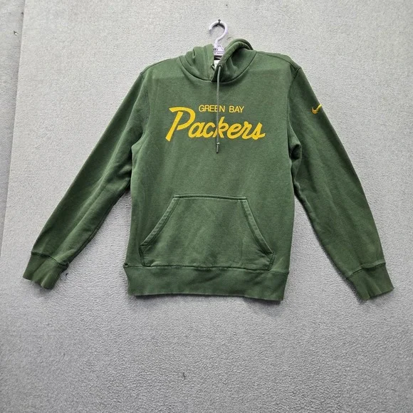 Green Bay Packers Men Hoodie M Green Nike Swoosh Team Logo Fleece Pullover