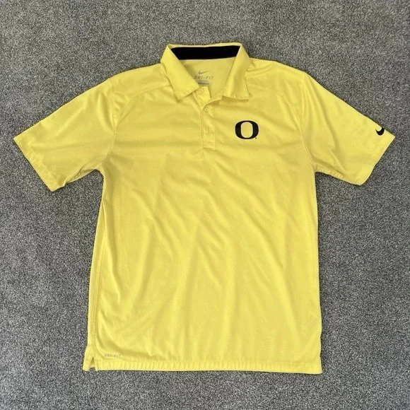 Nike Oregon Ducks Dri Fit Polo Shirt Yellow Mens Medium Athletic Golf Tee