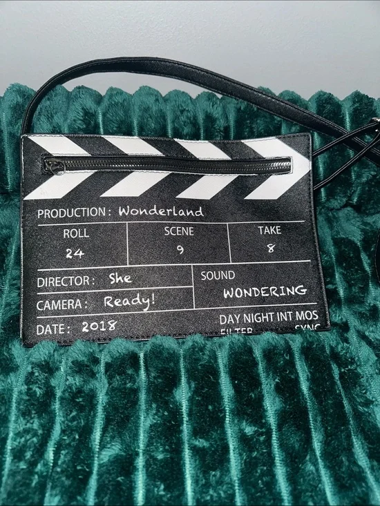 SHEIN Black and White Clapperboard Crossbody Clutch